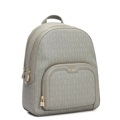 Monogram Franzy Leather Backpack - Stone Grey