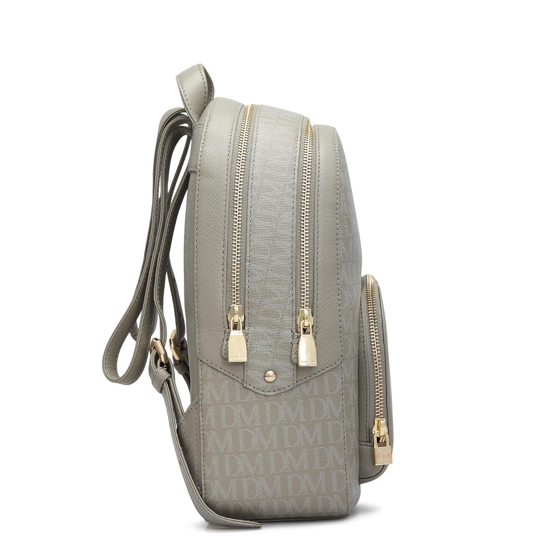 Monogram Franzy Leather Backpack - Stone Grey