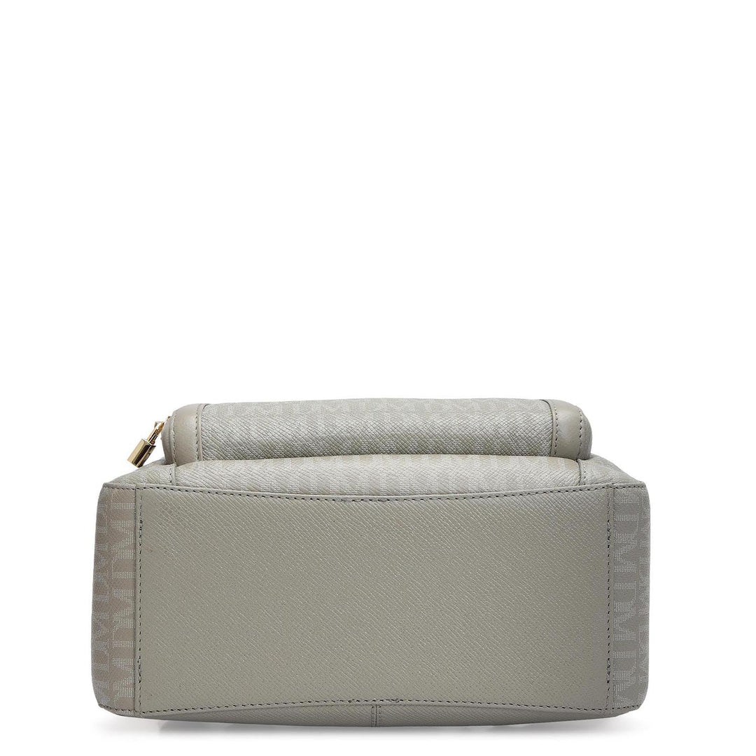 Monogram Franzy Leather Backpack - Stone Grey