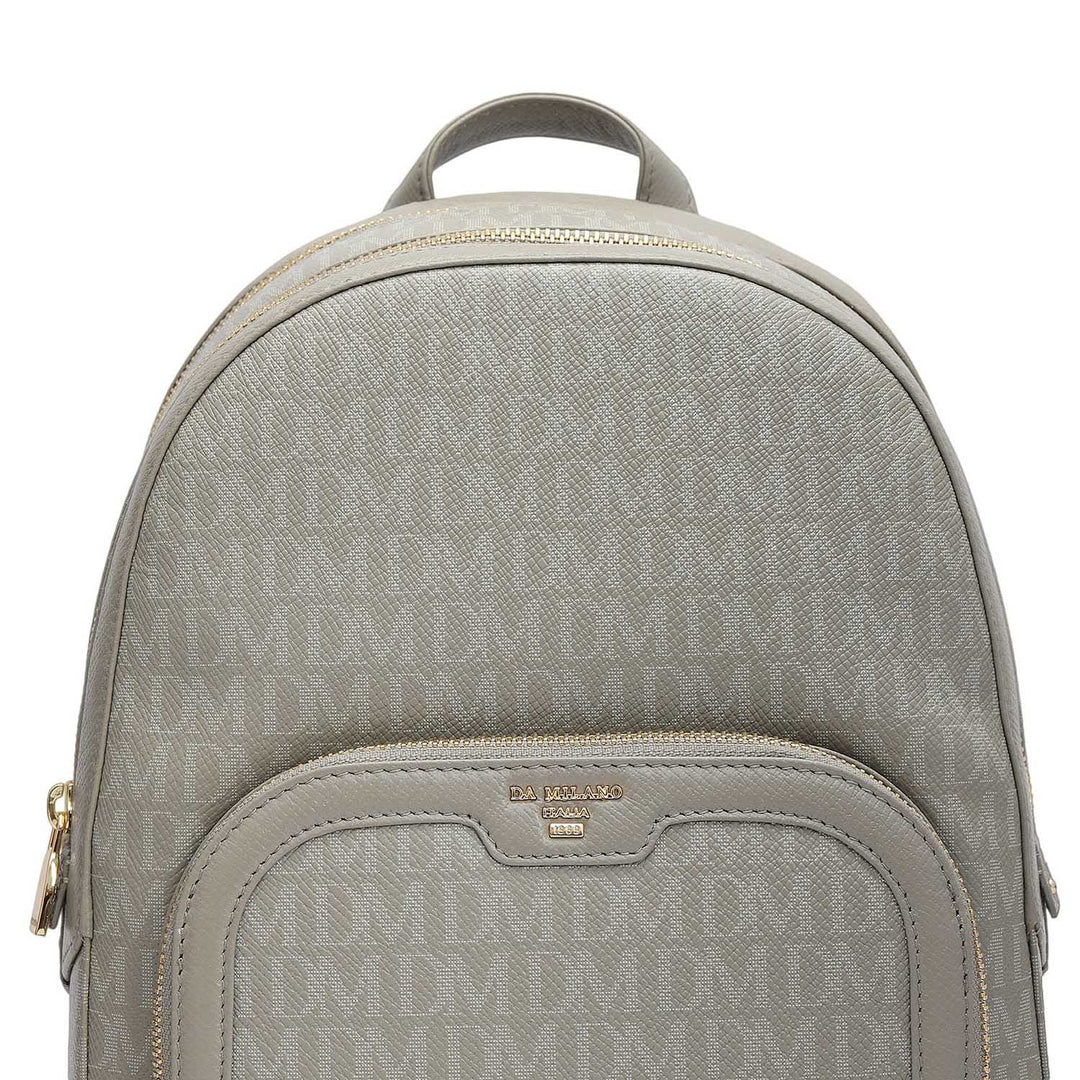 Monogram Franzy Leather Backpack - Stone Grey