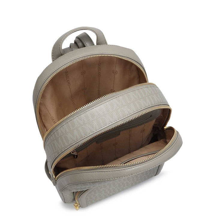 Monogram Franzy Leather Backpack - Stone Grey