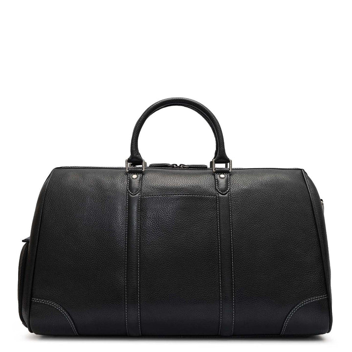 Wax Leather Luggage with Shoe Compartment - Black