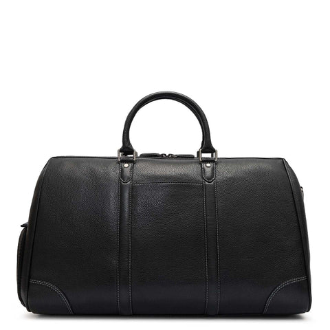 Wax Leather Luggage with Shoe Compartment - Black