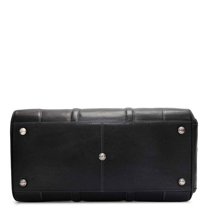 Wax Leather Luggage with Shoe Compartment - Black