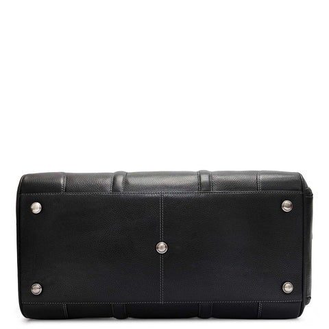 Wax Leather Luggage with Shoe Compartment - Black