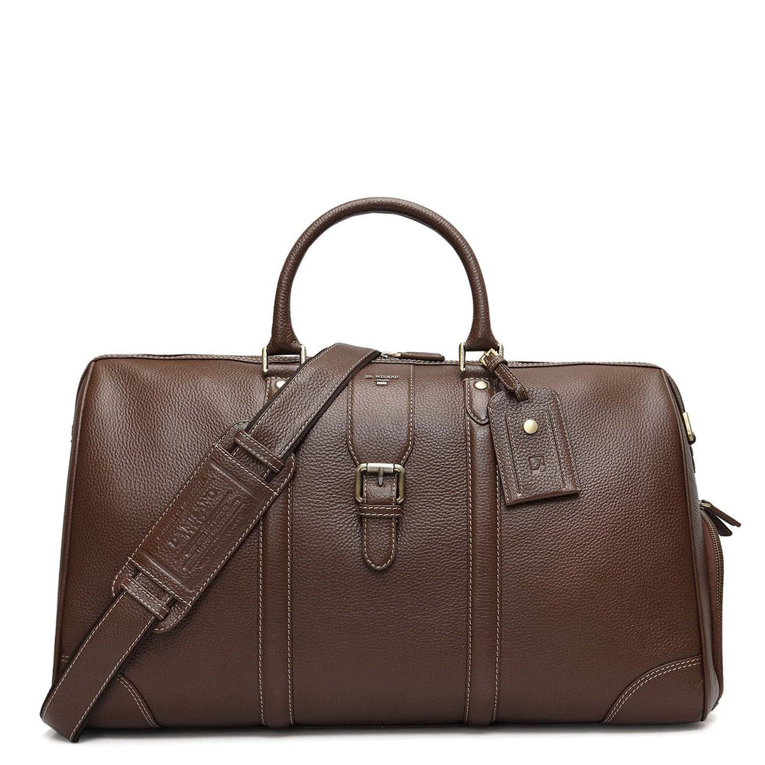 Wax Leather Luggage with Shoe Compartment - Mocha