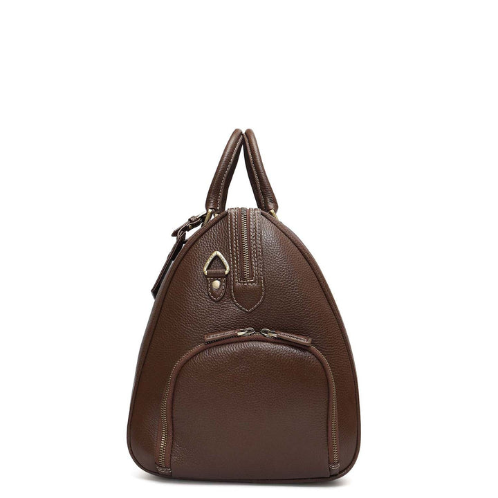 Wax Leather Luggage with Shoe Compartment - Mocha