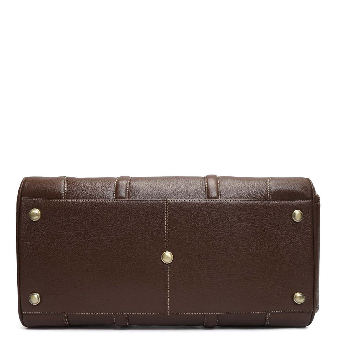 Wax Leather Luggage with Shoe Compartment - Mocha