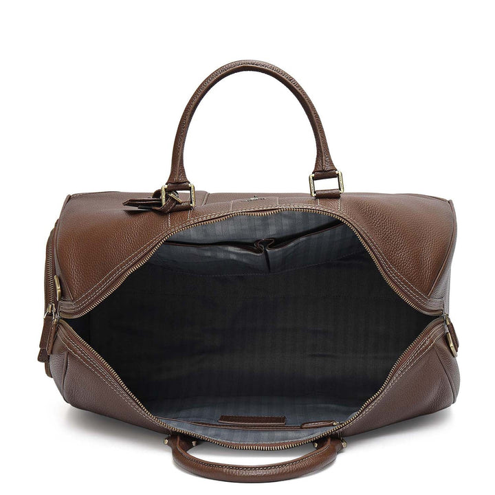 Wax Leather Luggage with Shoe Compartment - Mocha