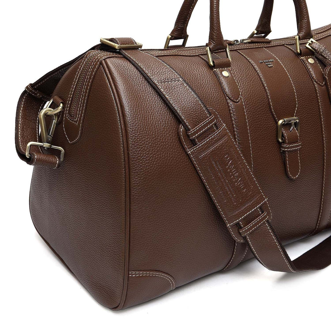 Wax Leather Luggage with Shoe Compartment - Mocha