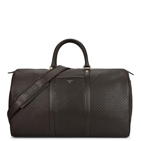 Mat Emboss Leather Luggage - Brown