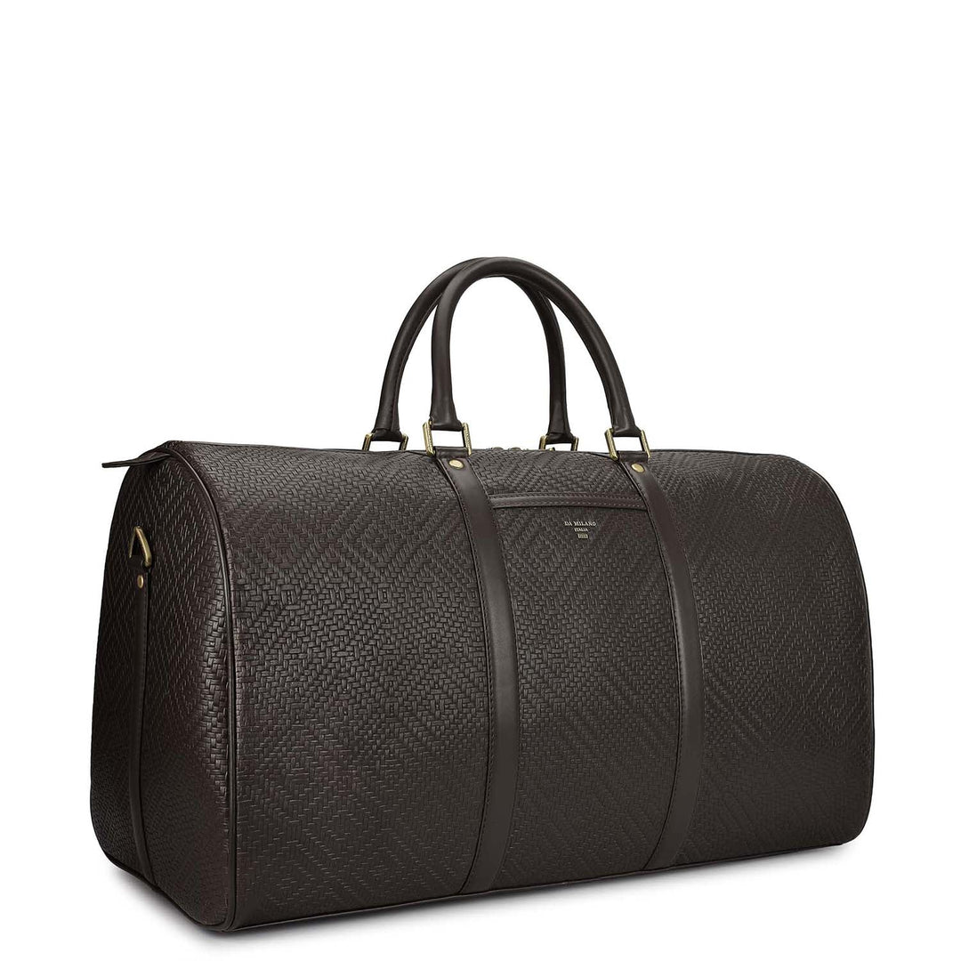 Mat Emboss Leather Luggage - Brown