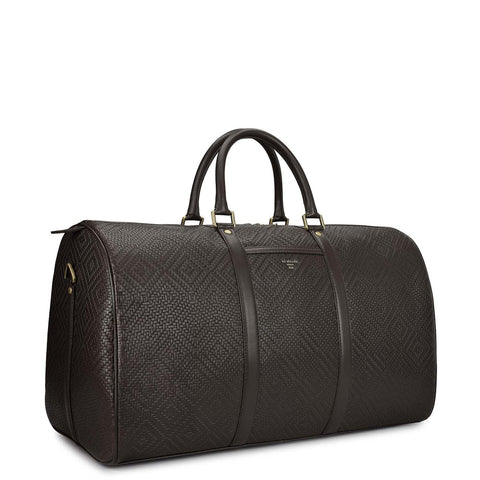 Mat Emboss Leather Luggage - Brown