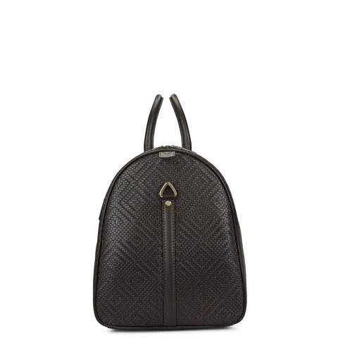 Mat Emboss Leather Luggage - Brown