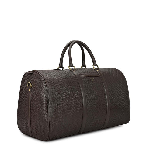 Mat Emboss Leather Luggage - Brown