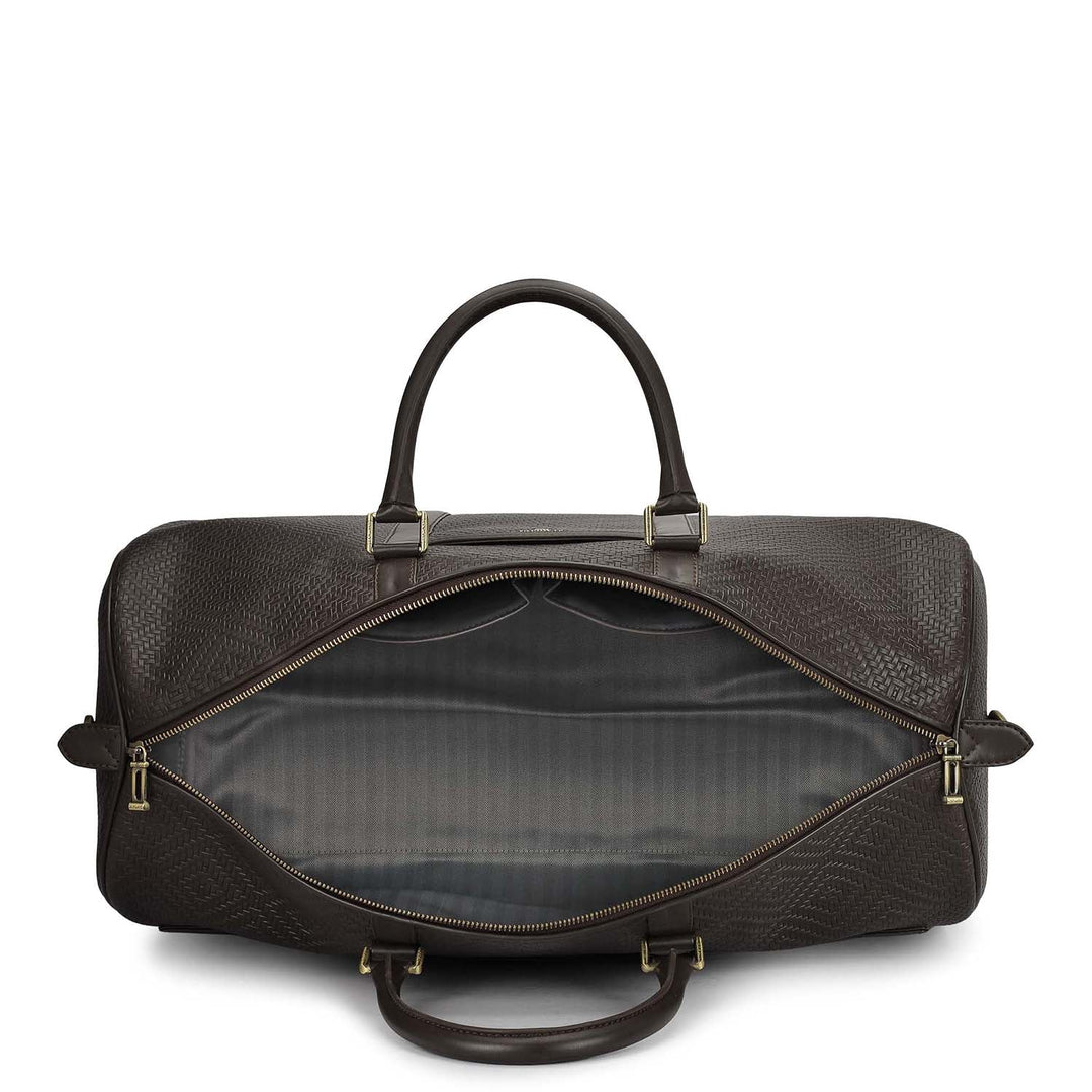 Mat Emboss Leather Luggage - Brown
