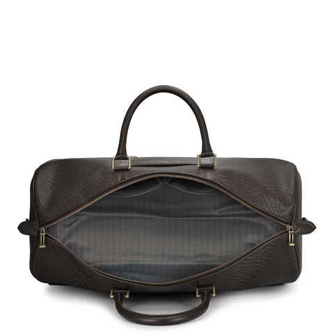 Mat Emboss Leather Luggage - Brown