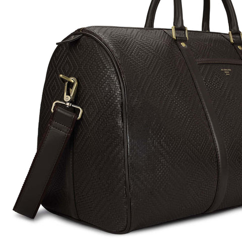 Mat Emboss Leather Luggage - Brown