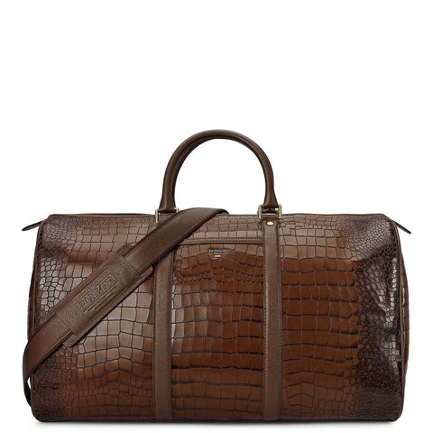 Croco Leather Luggage - Walnut