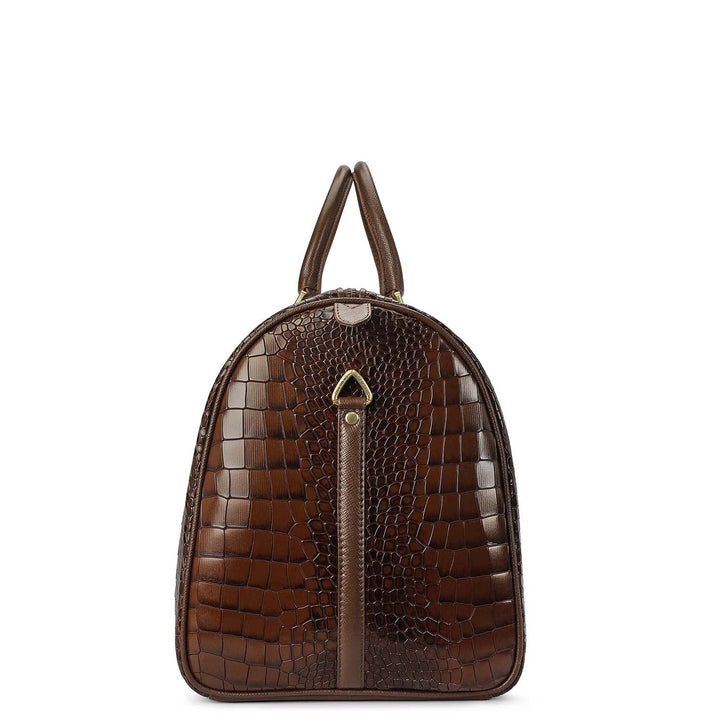 Croco Leather Luggage - Walnut