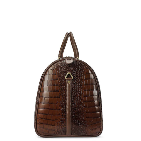 Croco Leather Luggage - Walnut