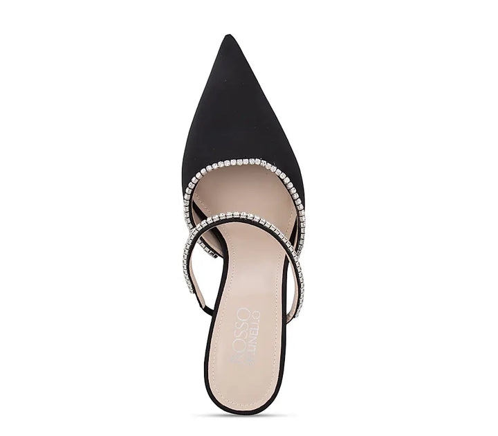 Black Pointed Toe Studded Pumps