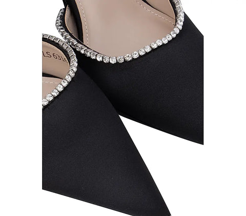 Black Pointed Toe Studded Pumps