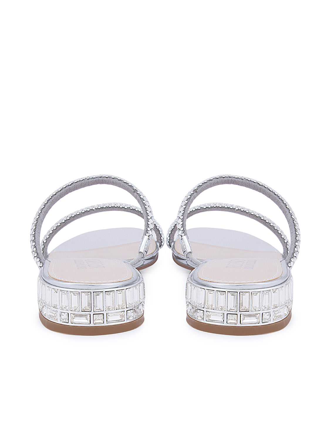 Silver Embellished Strappy Flats