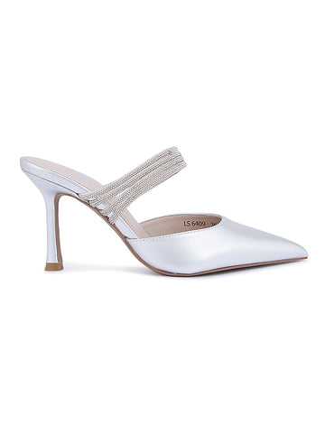 Silver Strap Embellished Heels Da Milano Damilano UAE