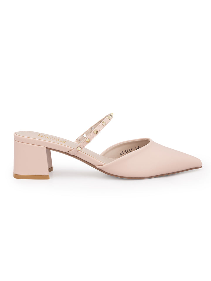 Pink Pointed Toe Block Heels