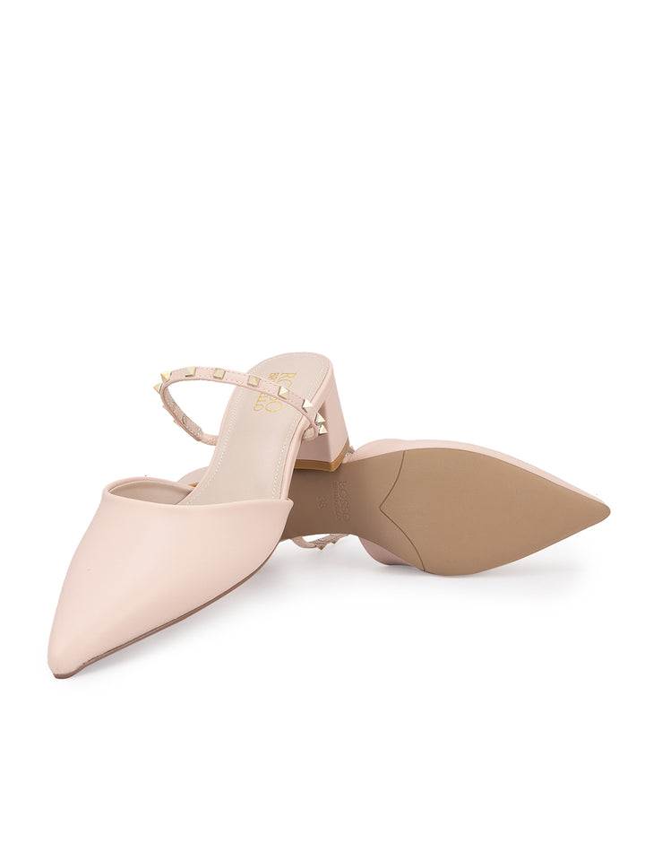 Pink Pointed Toe Block Heels