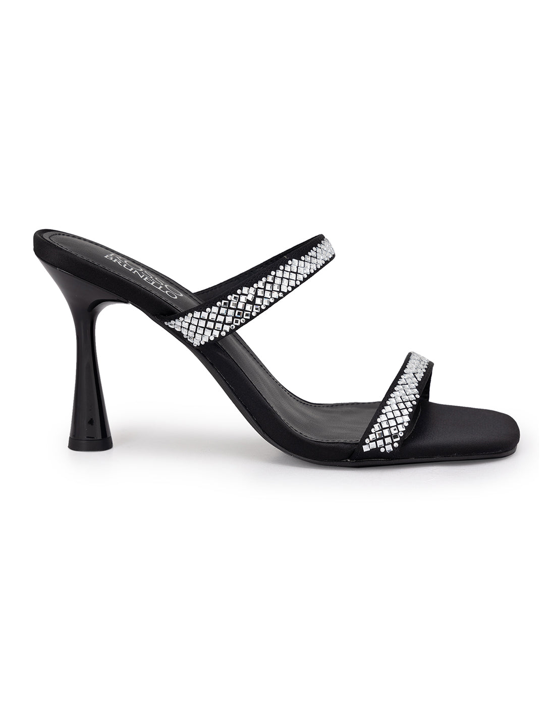 Black Strap Embellished Heels