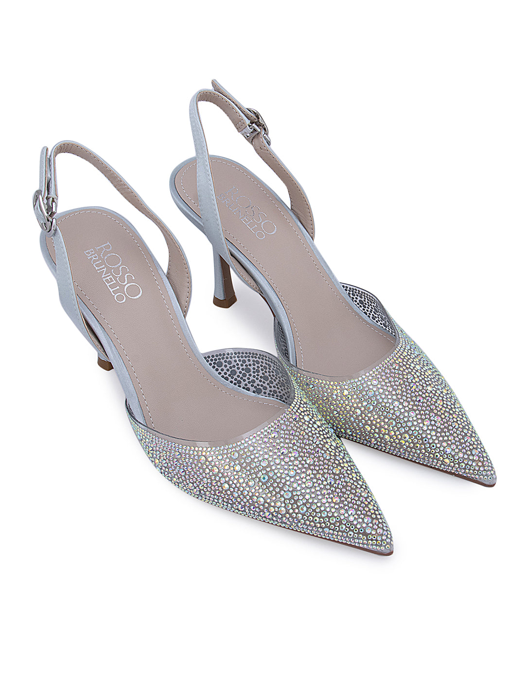 Silver Sequined Pointed Toe Heels