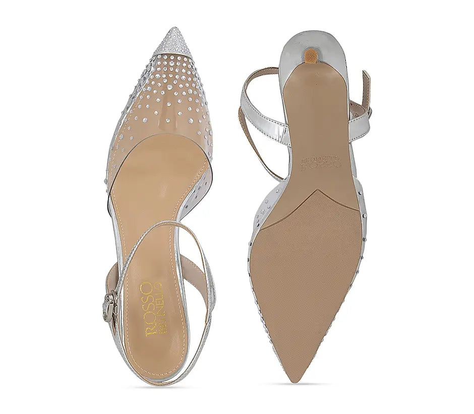 Silver Crystal Embellished Pumps