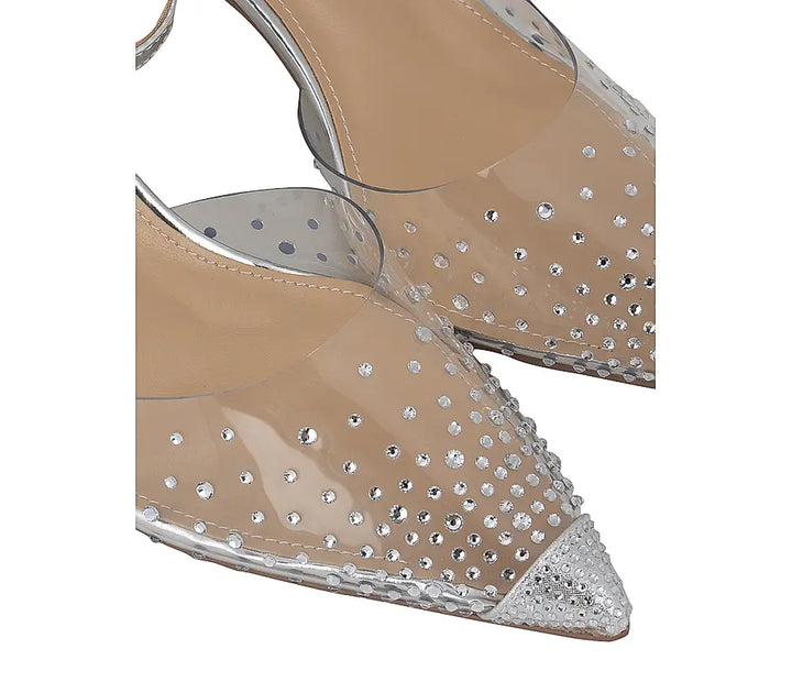 Silver Crystal Embellished Pumps