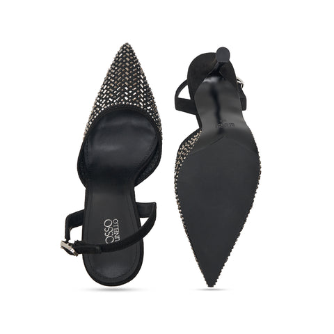 Black Sequined Pointed Toe Heels