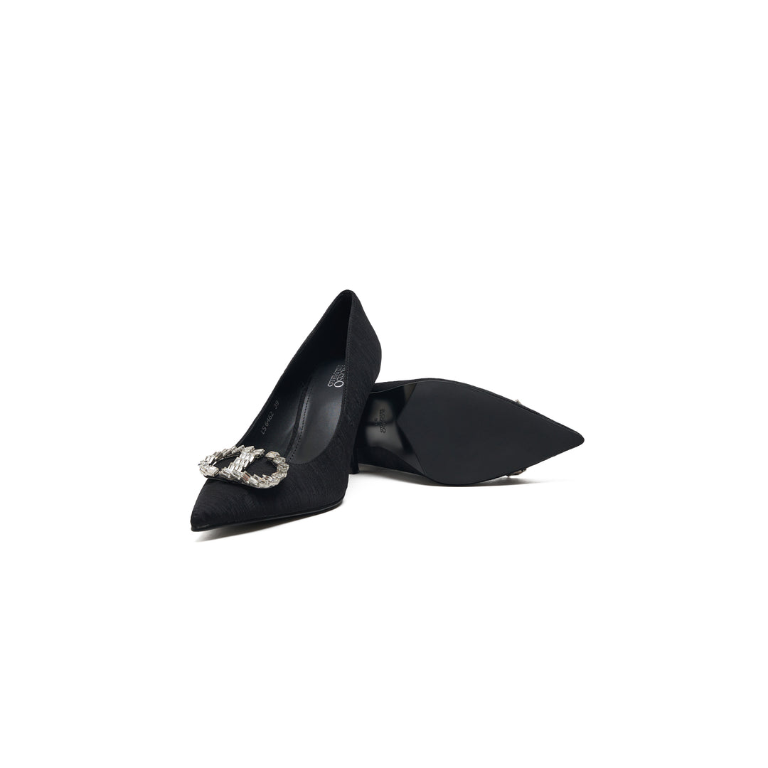 Black Pointed Toe Sling Back Heels