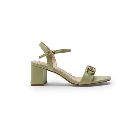 Green Pointed Toe Block Heels