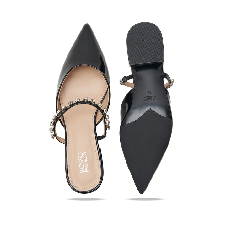 Black Pointed Toe Block Heels