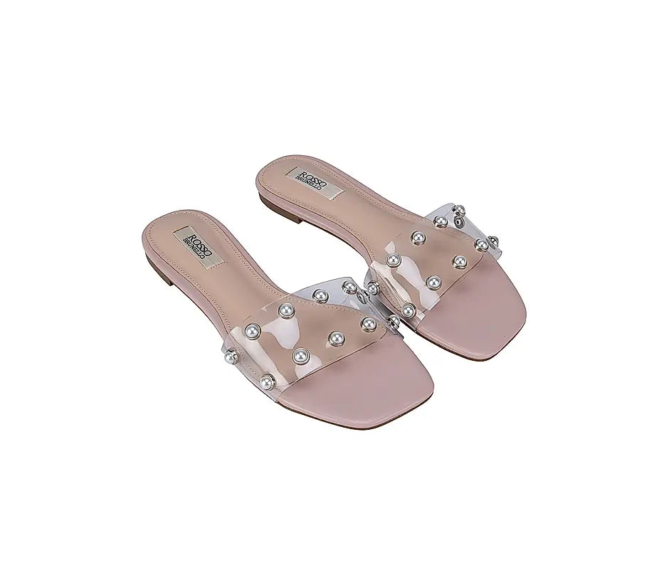 Pink Studded Strappy Flats