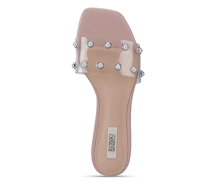 Pink Studded Strappy Flats