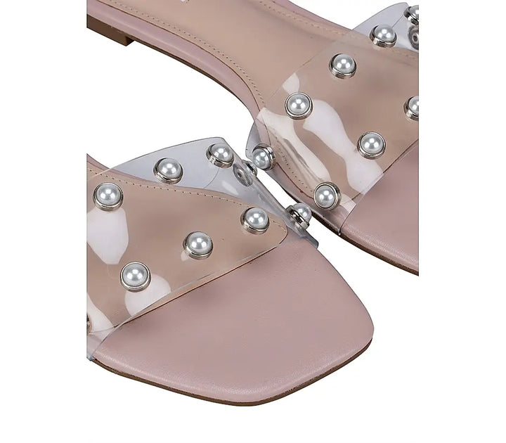 Pink Studded Strappy Flats