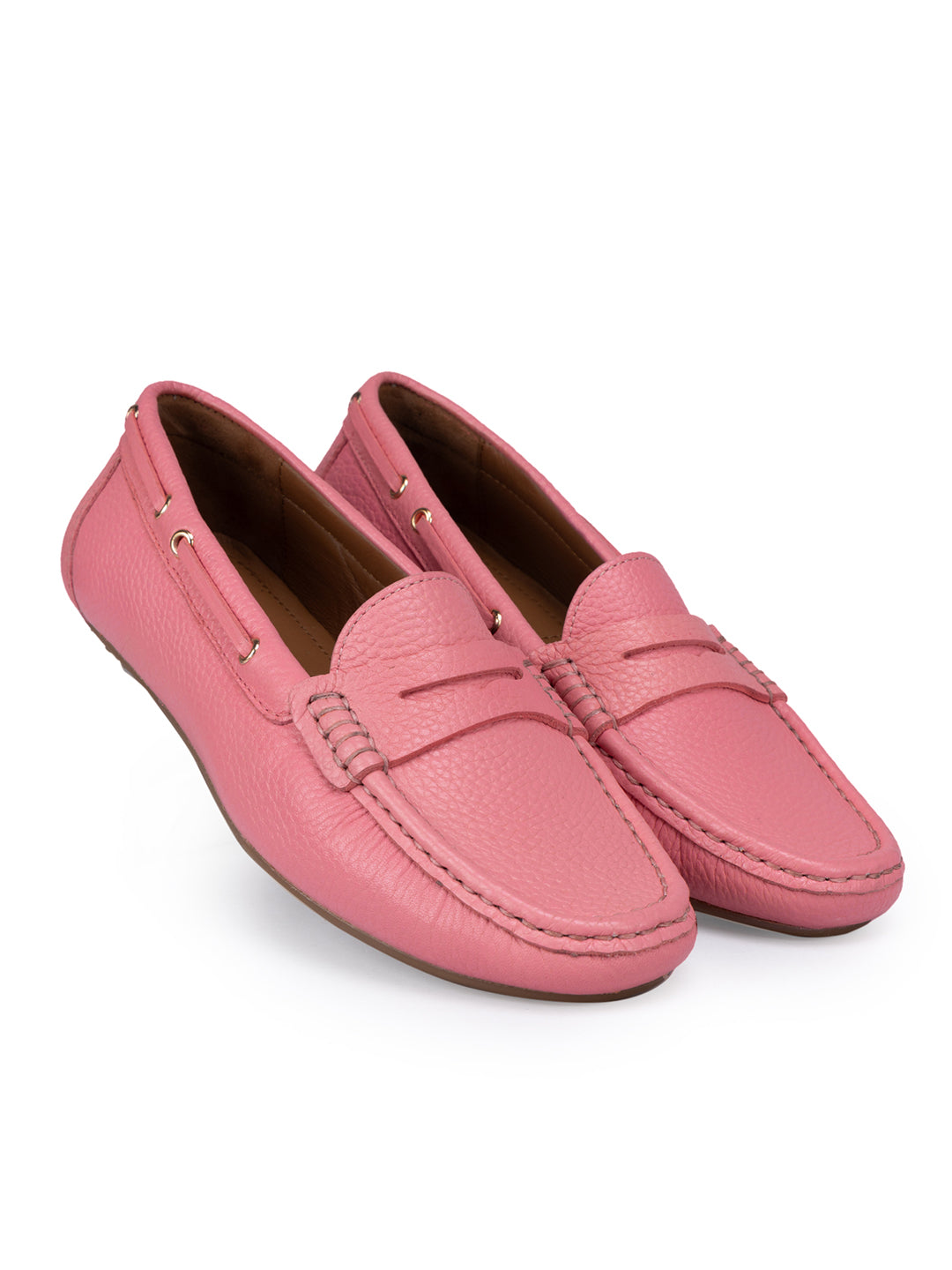 Pink Moccasins With Leather Panel