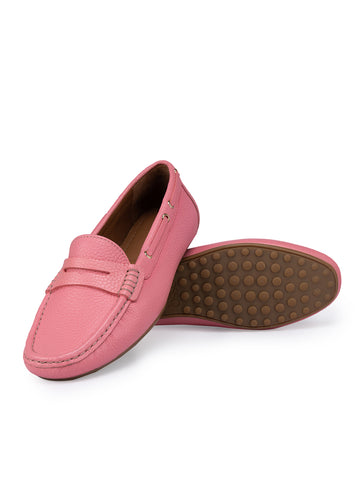 Pink Moccasins With Leather Panel