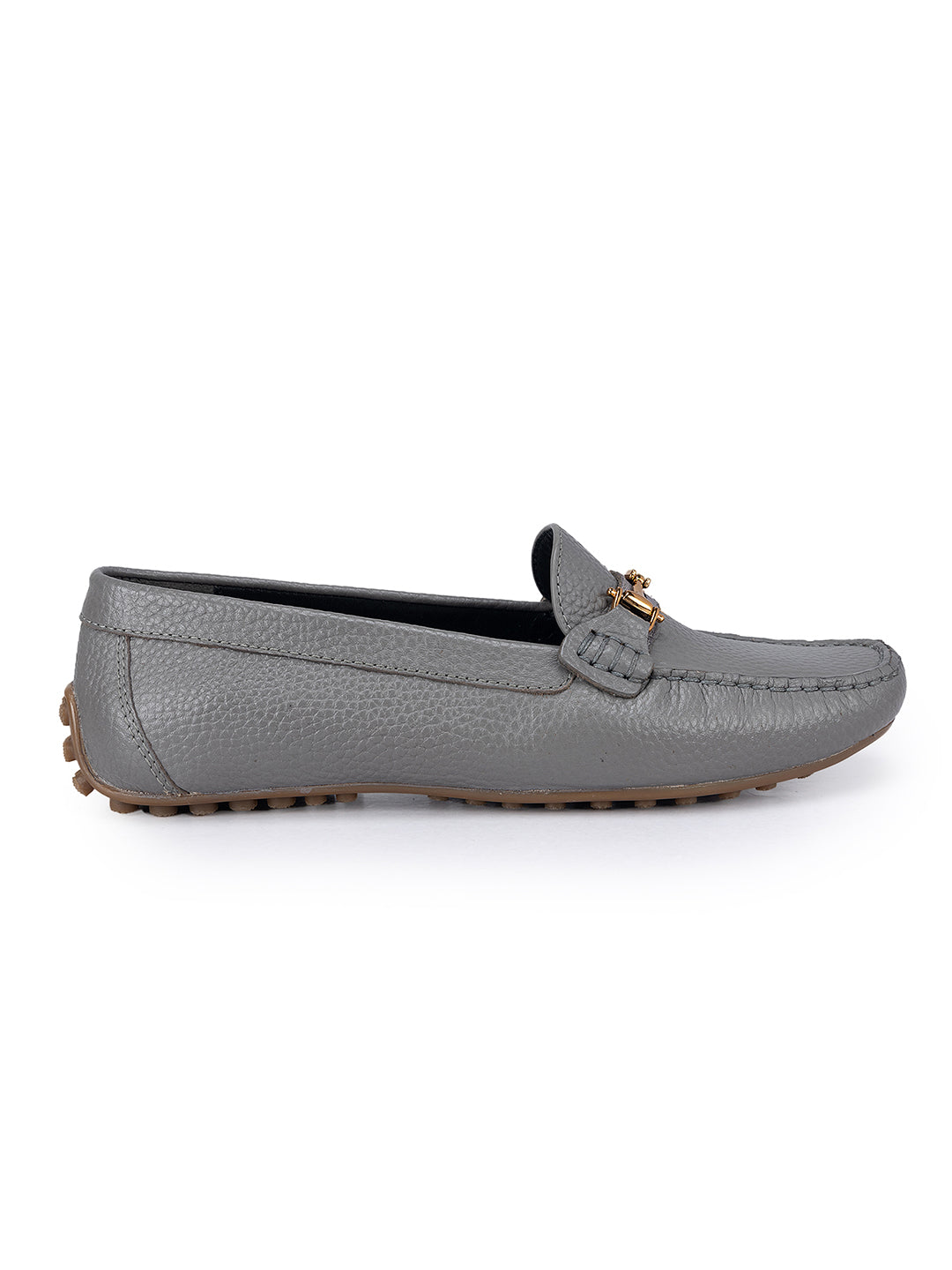 Grey Embellished Moccasins