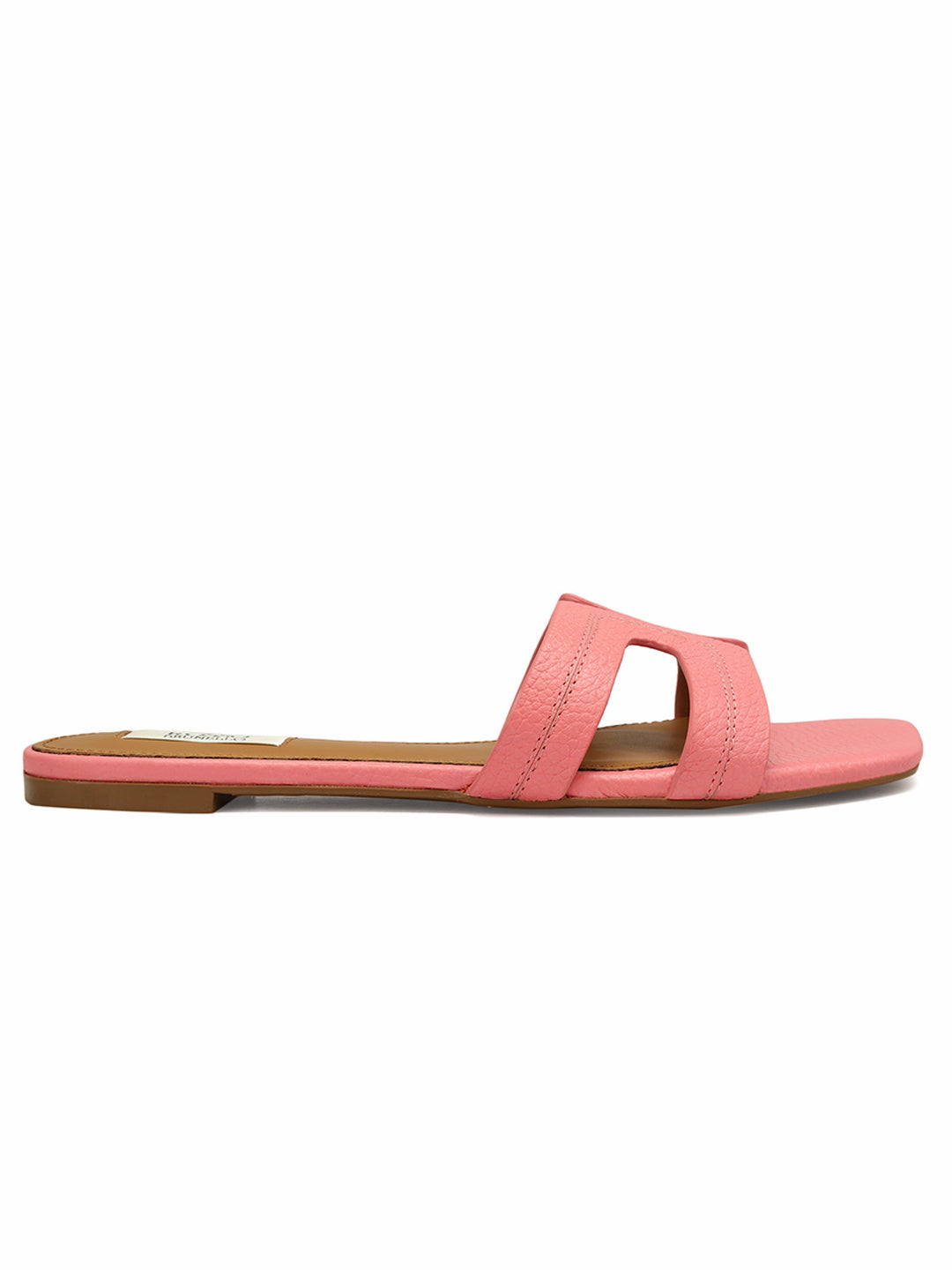 Pink Textured Leather Sliders