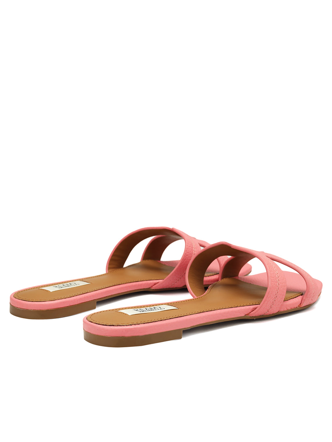 Pink Textured Leather Sliders