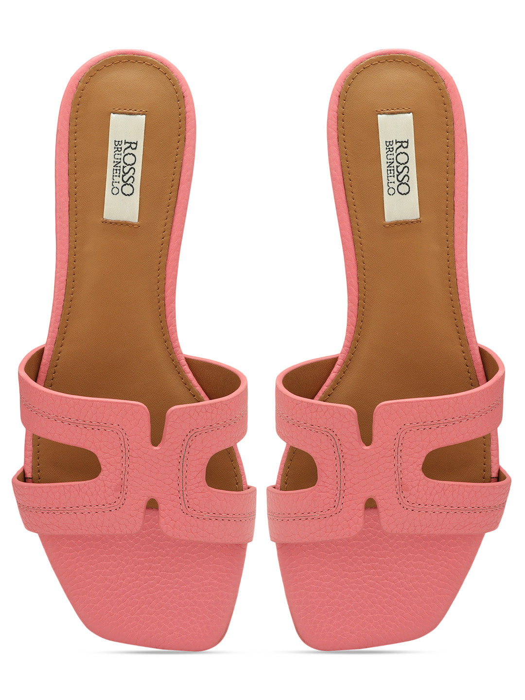Pink Textured Leather Sliders