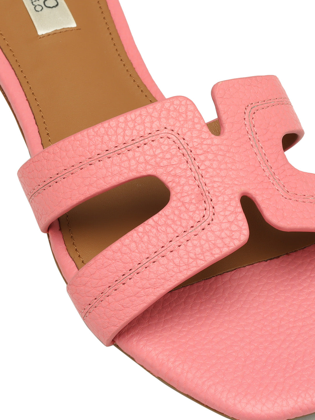 Pink Textured Leather Sliders