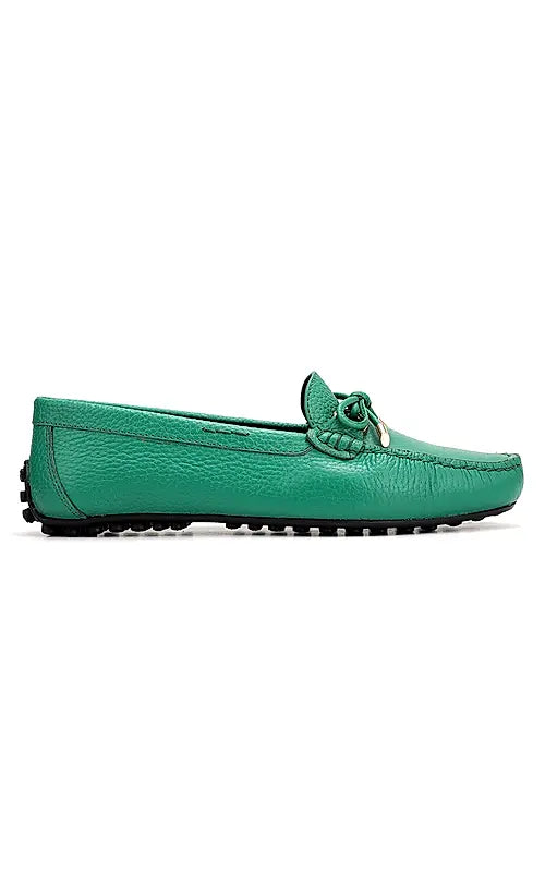 Green Moccasins With Bow Detail